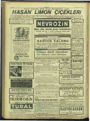      Kolonyasını yapan Sahife 8 AKŞAM 23 Kânunuevvel 1943 Şöhreti Türkiyeden Bütü ünya Memleketlerine yayılan HASAN LIMON...