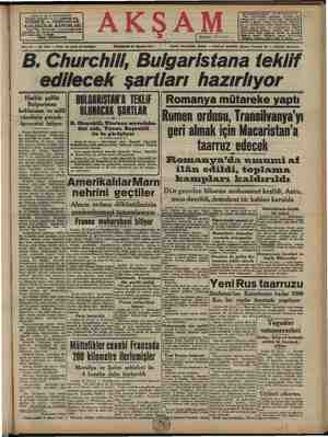    Sene 26 — No, 9286 — Fiati her yerde 10 kuruştur B. Churchill, Bulgaristana teklif edilecek şartları hazırlıyor AKS...