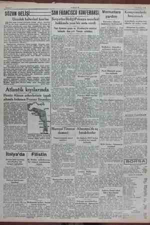    19 Nisan 1945 Memurlara yardım Komprimelerle beslenmek SÖZÜN FRANCİSCO Ucuzluk Mibörleri iğ Yar a itharen an ad yapı gazli