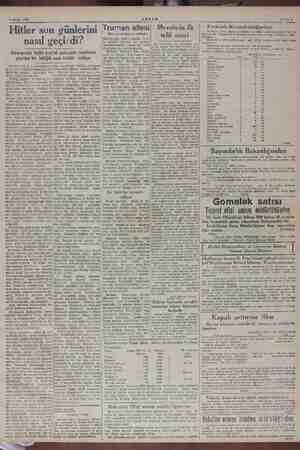    3 Kasım 1945 AKŞAM Hitler son günlerini nasıl geçirdi? Almanyadaki Ingiliz kontrol makamları tarafından çıkarılan bir...