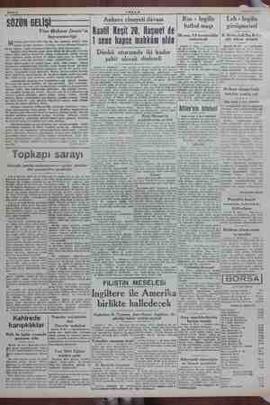  Bahife 2 ASŞAM 14 Kasma 1945 SÖZÜN GELİŞİ Yine Mehmet Demir'in Ankara cinayeti dâvası Kaatil Reşit 20, Haşmet de undan sonra