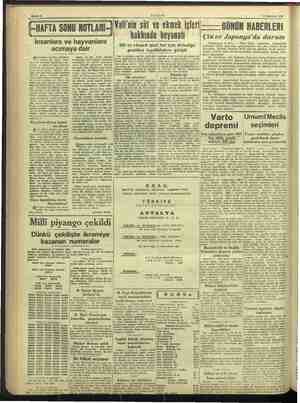    ” Bahifle2 AKŞAM 3 Haziran 1946 (HAFTA SONU NOTLARI -İ Vali'nin süt ve ekmek işleri GÜNÜN HABERLERİ hakkında beyanatı Çin