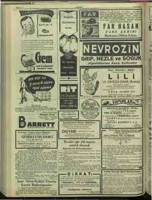    Bahife 8 8 Aralık:1947 * SAKALINIZ.:..; Ön 'Yümuşak mı? Uşak. ne'cins olursa olsuh, ustura gibi keskin olan tek ağızlı GEM