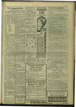    21 Ocak 1948 Londra'da yapılan h yada iştirâk edecek limpiyat oyunlarına, 12 sene- Olimpiyat, Mi bir fasıladan sonra...