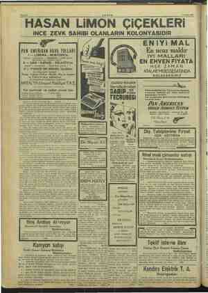    Sahife 8 T Şubat 1948 ASAN LİMON ÇiÇEKLERİ i İNCE ZEVK SAHiBi OLANLARIN KOLONYASIDIR ENiYi MAL 4 PAN AMERİKAN HAVA YOLLARI