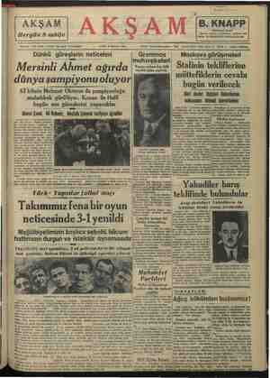     SEMA aş v sahife Sene 30 — No. 10708 — Fiati: her yerde 10 kuruştuf. * CUMA 6 Ağustos 1948 Dünkü güreşlerin ne neticeleri