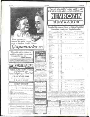  Sahife 8 AKS AM 20 Ocak 1949 Soğuk algınlıklarından mütevellit KIRIKLIK, BAŞ vw BEL AĞRILARINA karşı Kullanınız. NEZLE ve...