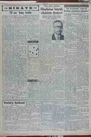    AKŞAM 18 Haziran 1949 —HİKÂYE—| Türk - Hint dostluğu 12 ye beş kala Hastanenin çıtır pıtır en gü- Yazan via şu saat- lüks