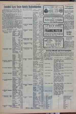    Sahife 4 AKŞAM z 20 Eylül 1949 Pe . . v I 2 z ; Triyestenin . Perşembe Akşamı: l A l EF - A R Sinemalarında k dde ; i...