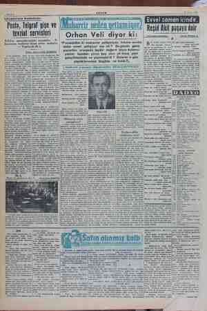    Baia Sahife 4 AKŞAM 31 Ekim 1949 Ulaştırma Konuları: Zam mm Posta, Telyraf gişe ve tevziat servisleri Telefon...