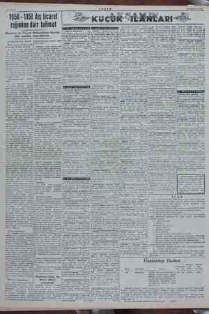    1950 - 1951 dış ticaret rejimine dair talimat Ekonomi ve Ticaret Bakanlığının hazırla- dığı esasları neşrediyoruz (Dünkü