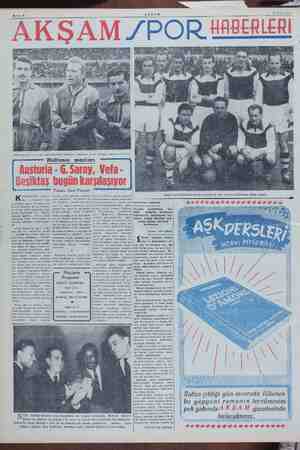    7 0 Ocak 19 Bahife 6 AKŞAM 20 Ocak 1951 AKŞAM /POR HABERLERİ — Galatasarayın en gözde oyuncularından Muzaffer (ortadaki)