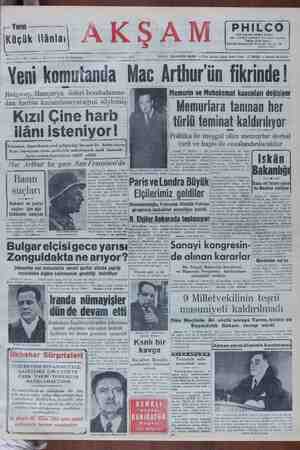  - Yarın ——— Küçük ilânlai Z DOLABI iL BAŞTA 1951 irki gelmiştir. Her © arayınız. Toptan satış deposi İstanbul Marpuççular...