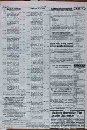    21 Nisan 1951 Satılık emlâk ie ei Deerileol sindgniz ymeli o Teminatı Dosya Ni Cinsi Lira Lira Bi 261 Adalar, Kınalıada...