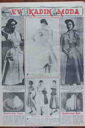    Bahife 8 28 Haziran 1951 ire ve yazlık bir elbise, Etek bol büzgü- ür. Önden e İki büyük cep eteğe şi riyor. Cep...