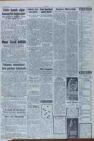    10 Temmuz 1951 Tütün içmek ciğer Balıkçılara dağıtı- AKŞAM Yeni Amerikan Italyan filimciliği Sahife 7 RADYO İSTANBUL...