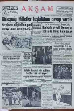 Akşam Gazetesi 12 Ağustos 1951 kapağı