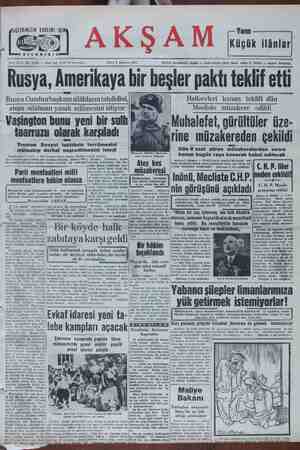 Akşam Gazetesi 13 Ağustos 1951 kapağı