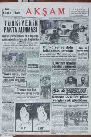 Akşam Gazetesi 21 Ağustos 1951 kapağı