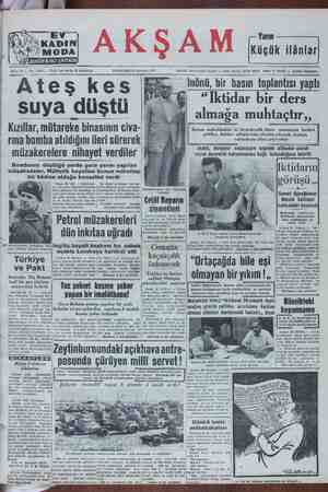 Akşam Gazetesi 23 Ağustos 1951 kapağı