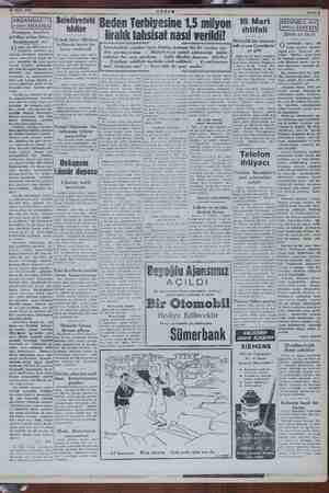 18 Mart 1952 AKSAM 1 “üne Beden Terbiyesine 1,5 milyon 18 Mart sn timan| İiralık tahsisat nasıl verildi? Âbide ve tarih 50