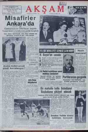 Ankara'da Cumhur bdskdm Celal Bayar majeste Yunan kıral ve kıraliçesini garda karşıladı | Yarın Ankara hipodromunda ikinci dünya harbinden beri gunılmemış azamette Iıırgeçıt resmi yapılacak Ankara 9 (Akşam) Majeste 