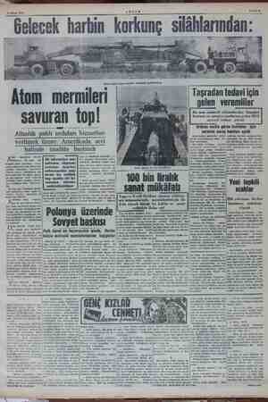    23 Ekim 1952 Atom mermileri | savuran top! Atlantik paktı orduları hizmetine verilmek üzere Amerikada seri halinde imalâta