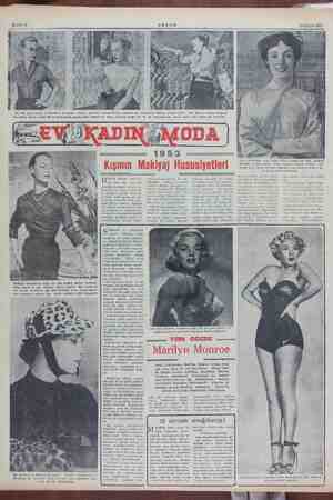    Sahife 10 22 Kasım 1952” e ÜÇ TİP blüz modeli ve blüzların örneğine uygun makyaj hu: bir blüzu, ikinci mode “Perre...