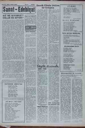  Hazırlıyan: MELAN CEVDET ANDAY m Sayı: 23 Sanat - Edebiyai 8.11.1954 İş BiZ NE DiYORUZ ? Sieşilar NE DiYOR? İstanbul'un e Mei