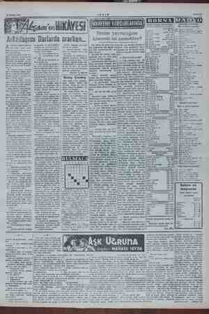    21 Şubat 1954 ————— 7. iKÂYESİ, Arkadaşımı Barlarda ararken... rkadaşım Jorj'un güzel es e sakın kö- * yor kalkmayınız....