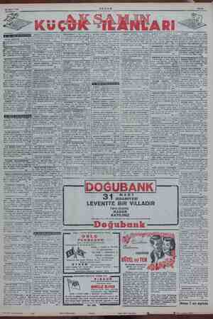    AKŞAM TRANLARI 22 Mart 1954 e — iKRAMIiYESi LEVENTTE BiR ViLLADIR Yarın akşama KADAR TILINIZ Açacağınız her 100 liralık...