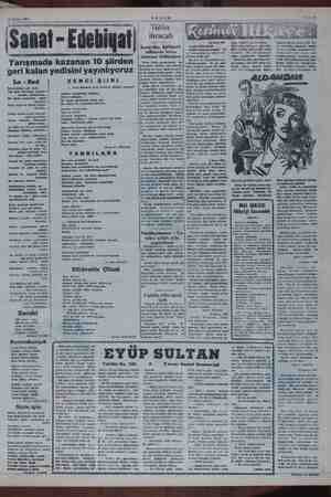  19 Nisan 1954 Sanat - Edebiyat Yarışmada kazanan 10 şiirden | geri kalan yedisini yayınlıyoruz La - Red bucaksız, Uzak...