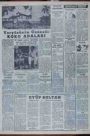    o Nisan | 1954 Sahife $* 4 Yeryüzünün Cenneti: | KOKO ADALARI dükü Kok üm vakit ie ekili eğ iyle Ross ailesine misafir ol-