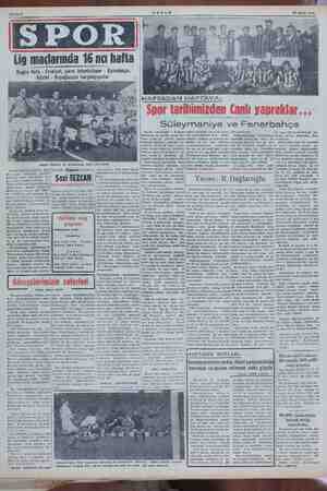   29 Mayıs 1954. Sahife 6 Lig madlarında 16 na hafta Bugün Vefa - Emniyet, yarın Istanbulspor - Kasımpaşa, Ad alet -...