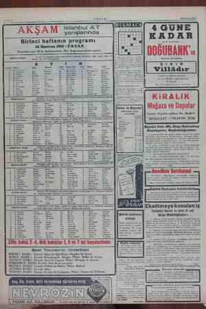    AKŞAM A K'Ş Istanbul AT EN Ymm 28.2 eee Ni 20 Haziran 1954 A GUNE haft ogram : Bi rinci haftanın programı k istirak...