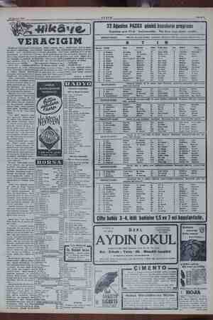  AKŞAM Sahife 7 22 Ağustos 1954 4 Hikâye 29 Ağustos PAZAR günkü koşuların programı O Koşulara saat 15 te başlanacaktır. Her