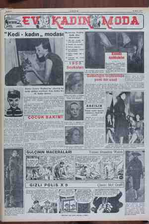    Sahife 6 AKŞAN 12 Eylül 1954” “Kedi - kadın,, di - kadın kısa kesilecek. , Saçların bir kıs- mi da alnın üstüne dökülüyor.