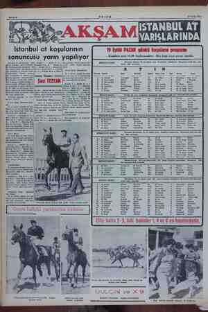   Bahife 6 âkşkü i7 Eylül 1954 ” ii » "e < <— ” tanbil at koşularının sonuncusu yarın yapılıyor mbul at yarışlarının son ir