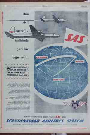    Sahife 8 AKŞAM 16 Kasım 1954 Dün sivil havacılık Gi yeni bir çığır açıldı OX SASİLK'DEFA OLARAK » ” KUTUPLAR ÜZERİNDEN...