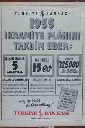   AKŞAM 29 Aralık 1954 İN nemi “İKİŞER DAİRELİ Türkiye Iş Bankası, bu sene bir yenilik olarak, mevduat sahiplerine ikişer...