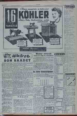    6 Ocak 1955 p İİ ve » ri li if j y iy Ayakk Makine CZ 14 Gayet seri Mer Hususi Mğmeye basmakla nakış isler İle re MEKİK İN