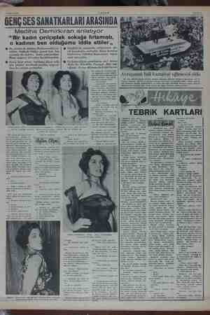    5 Mart 1955 GENÇ SES SANATKARLARI ARASINDA AZŞAM Mediha Demirkıran anlatıyor “Bir kadın çırılçıplak sokağa fırlamıştı, o