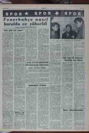    13 Mart 1955 Fenerbahçe nasıl kuruldu ve ee AKŞAM Yazan: Rüştü DAĞLAROĞLU Maçın galibi (Baştarafı 12 nci ep tatbol e biraz