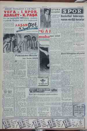  16 Nisan 1953 Sahife 8 ak taşıyanlar gibi şiddetli cezaya zarptırılıyorlar Basketbol federasyo- Her iki karşılaşma Mithatpaşa