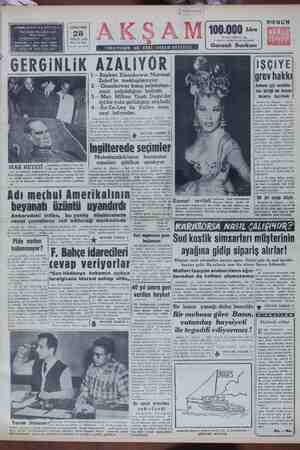 Akşam Gazetesi April 28, 1955 kapağı