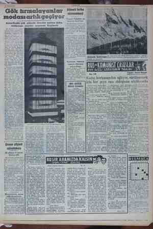  15 Mayıs 1955 AKŞAM ök tırmalayanlar modasıartık geçiyor Amerikada çok yüksek binalar yerine daha mütevazı yapılar inşasına
