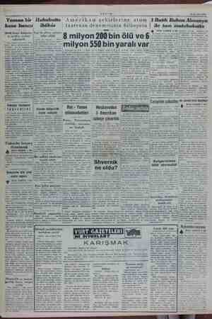    AKŞAM 18 Haziran 1953 Yaman bir kasa hırsızı ihtikâr Jen ar ri 8 tem Hububatta Amerikan şehirlerine atom taarruzu zili ey