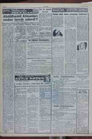    Bahtte 4 AKŞAM 25 ir an.1953. Abdülhamit Almanları neden tercih ederdi? 21 “T Yeni bir otomobil lâstiği — Kaya ian yeni e a