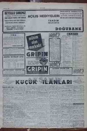    1 Temmuz 1955 AKŞAM Sahife 7 BEYOGLU ŞUBEMİZ 4 TEMMUZ PAZARTESİ AÇILIYOR 300 LiRALIK VADELİ 100 LİRALIK Vadesiz Hesap açan