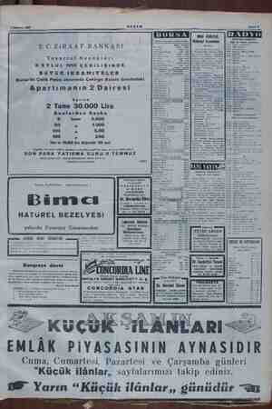    7 'Temmuz 1955 AKŞAM T.C.ZiRAAT BANKASI Tasarruf Hesapları 6G EYLUL 1955 ÇEKiLiŞiNDE BuYuKiKRAMIYELER Bursa'da Çelik Palas